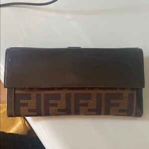 Fendi Dark Brown Logo Clutch